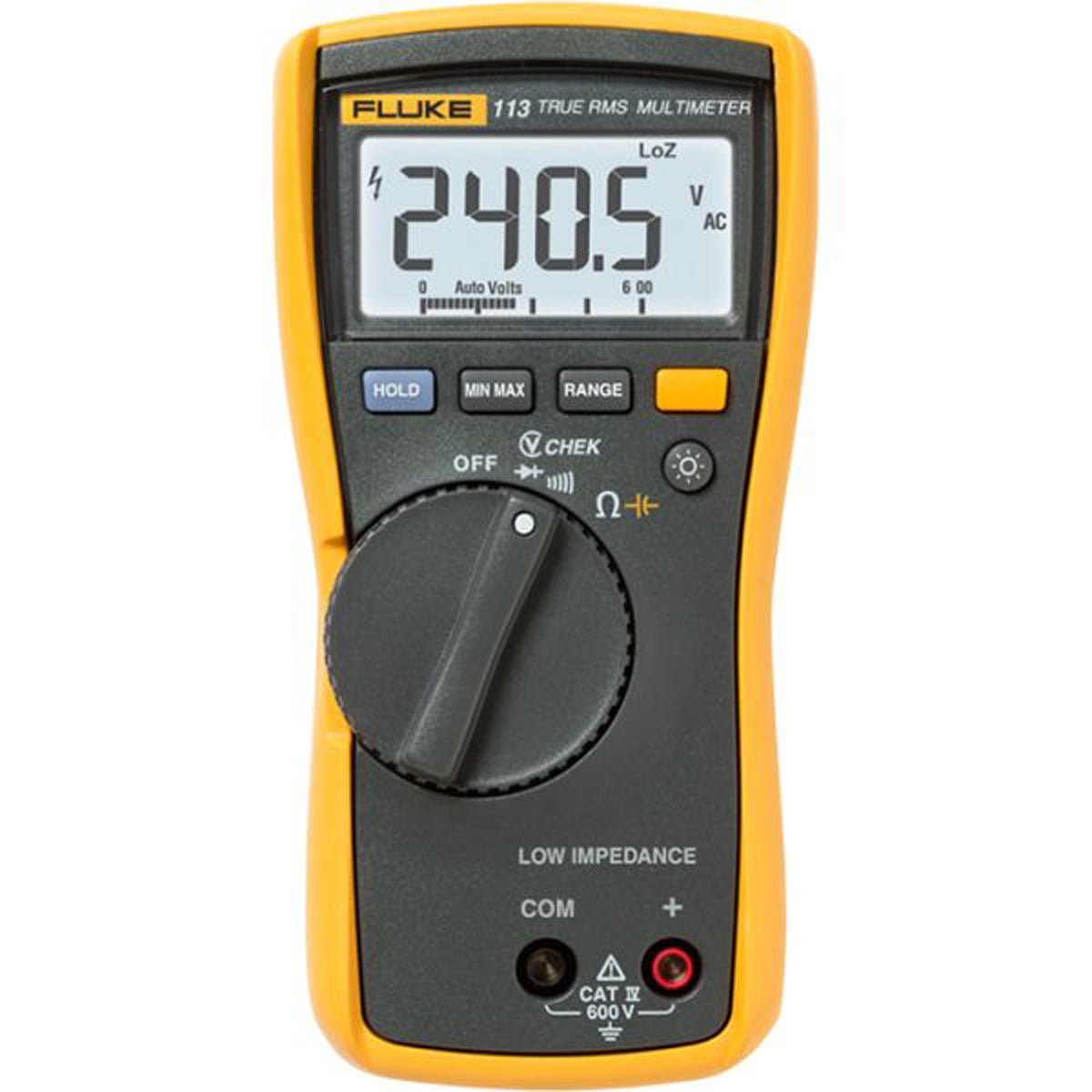 Fluke 113 EUR - Multimeter | Bakgrundsbelyst skärm | VCHEK LoZ | CAT III 600 V och IV 300 V